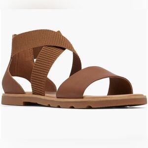 NEW Sorel Women's 10 Tan Ella III Velvet Tan Gum 2 Sandals